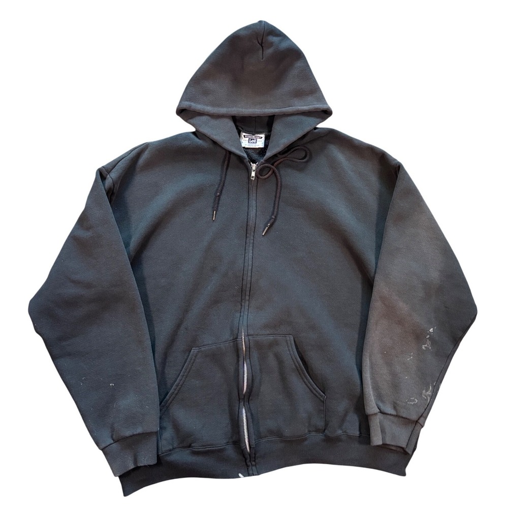 Vintage Black Lee Heavyweight Full Zip Hoodie Size XL